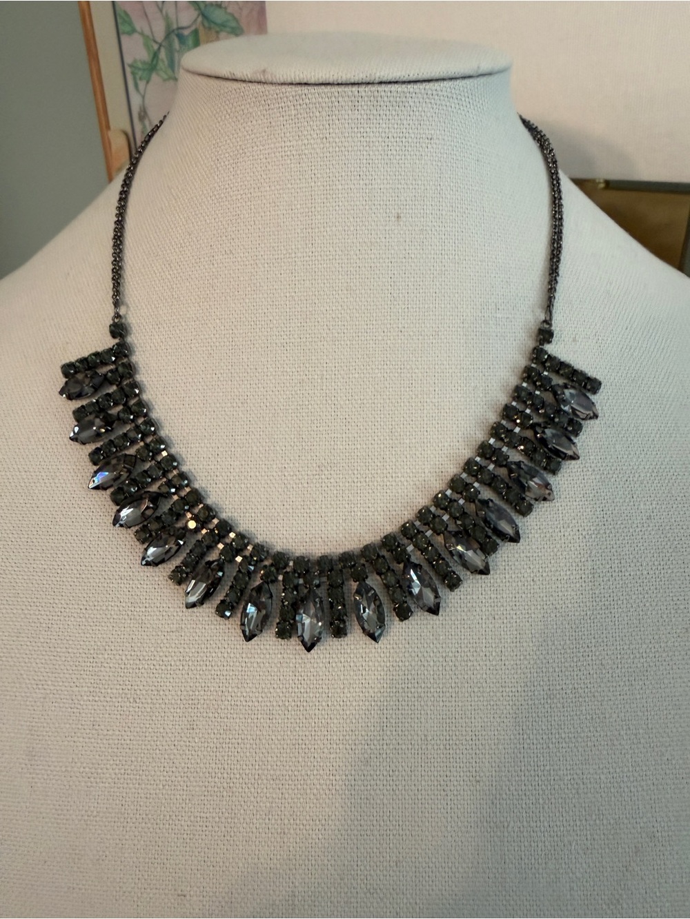 Gunmetal Faceted Crystal Statement Necklace - Women's Jewelry